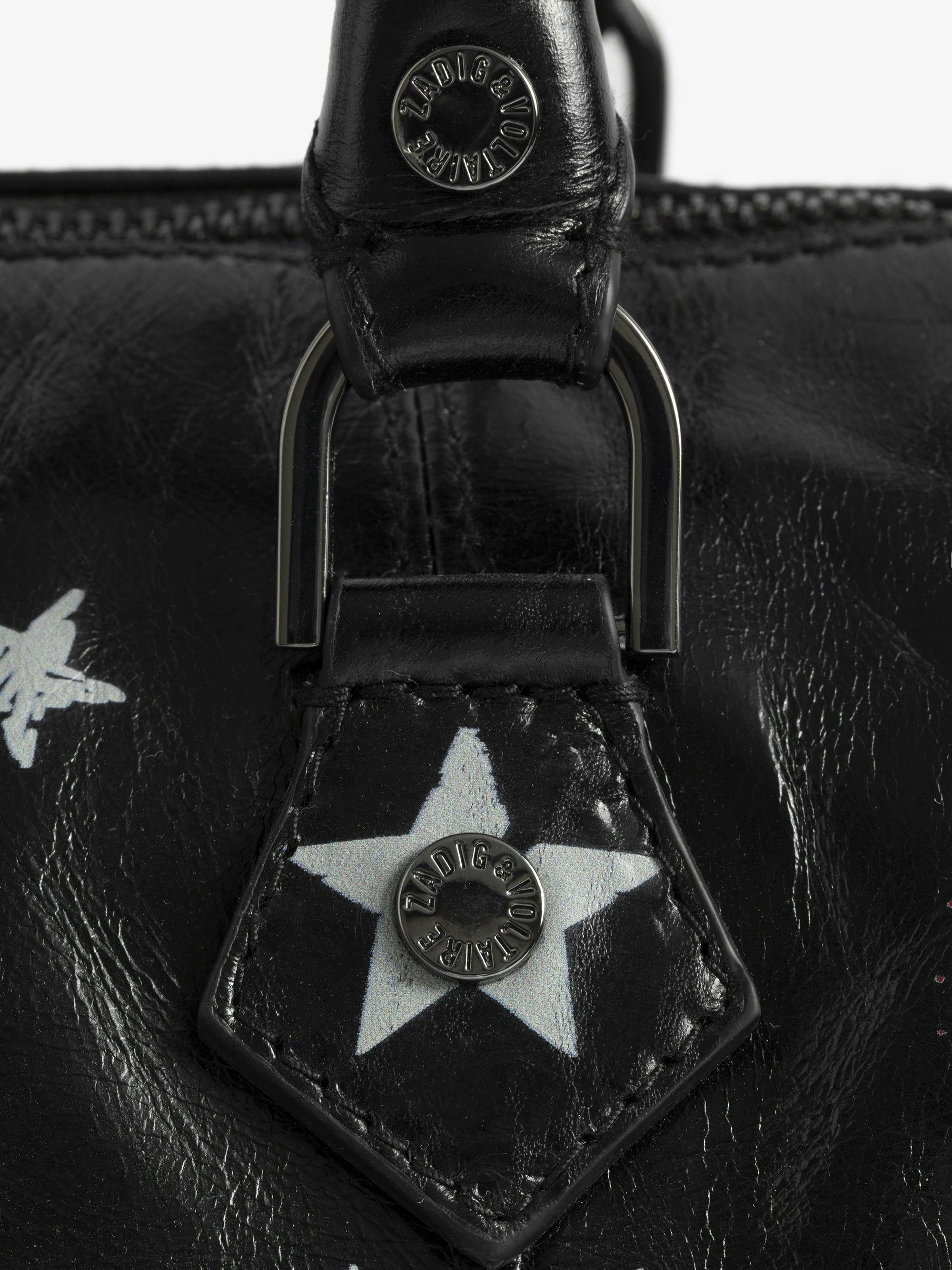 Sunny Medium Vibe Punk Bag - Patent leather effect bag with vintage-inspired punk tag, adjustable shoulder strap and wings signature.